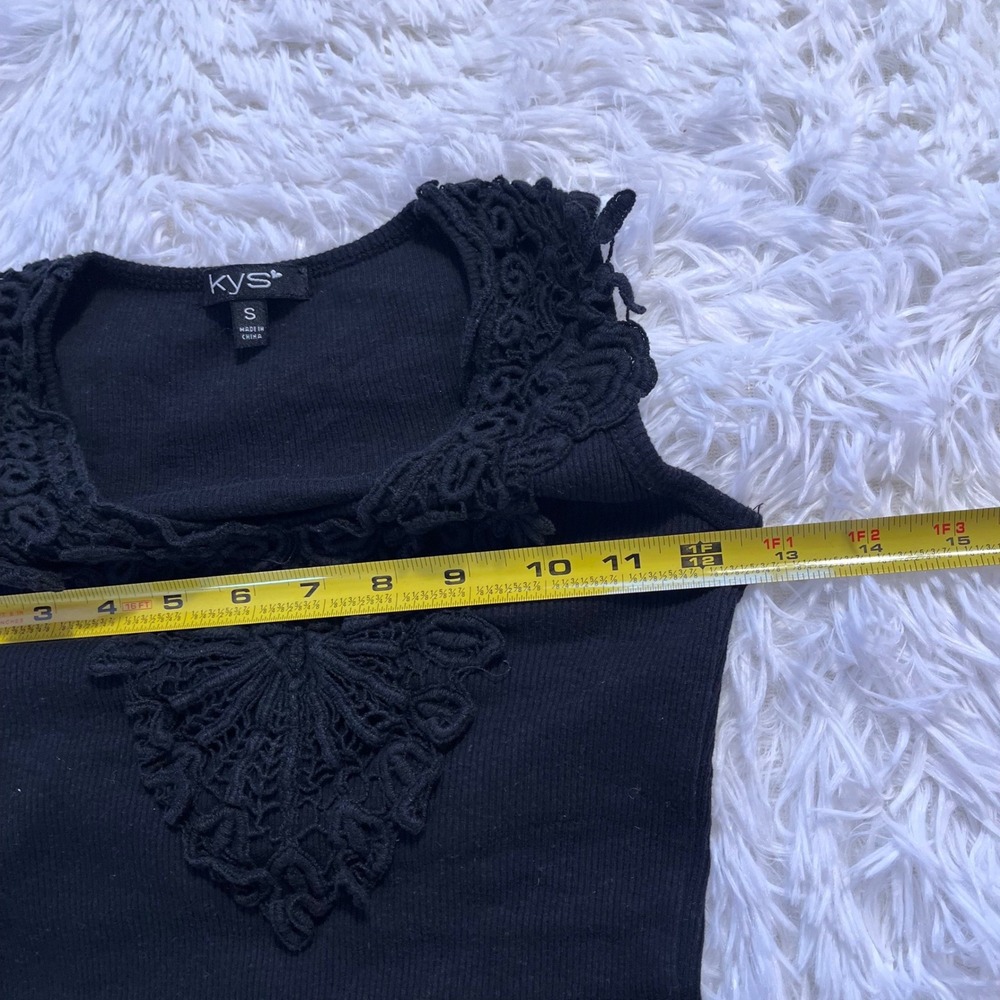y2k black floral lace panel tank top small - Picture 5 of 8